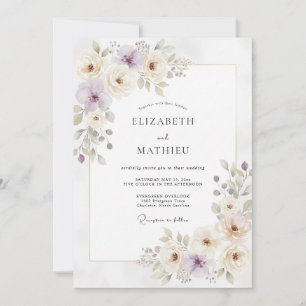 Invitation Mariage au Ranunculus Eucalyptus Mauve