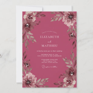 Invitation Mariage au Ranunculus Eucalyptus Mauve Profond
