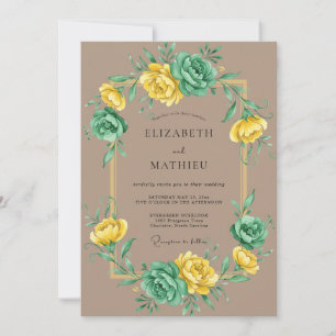 Invitation Mariage au Ranunculus Eucalyptus Menthe Jaune