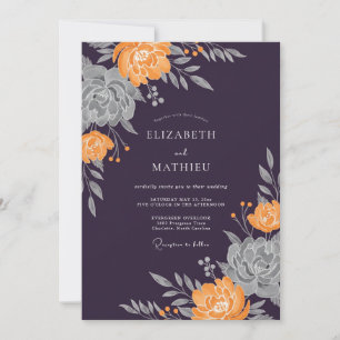Invitation Mariage au Ranunculus Eucalyptus Orange Prune