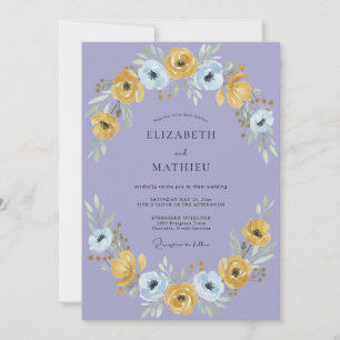Invitation Mariage au Ranunculus Eucalyptus Pervenche Doré