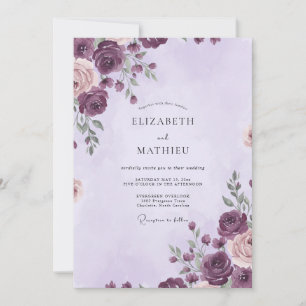 Invitation Mariage au Ranunculus Eucalyptus Prune Profond