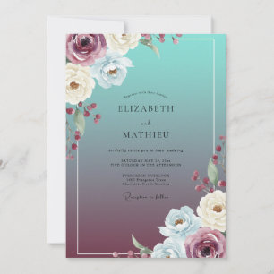 Invitation Mariage au Ranunculus Eucalyptus prune sarcelle