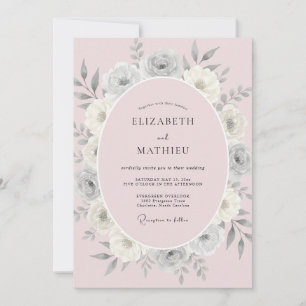 Invitation Mariage au Ranunculus Eucalyptus Rose Pâle