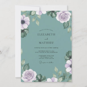 Invitation Mariage au Ranunculus Eucalyptus Sarcelle Atténué