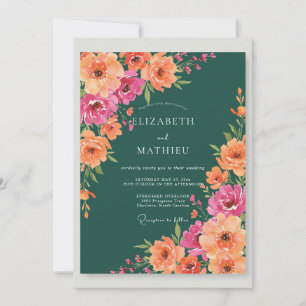 Invitation Mariage au Ranunculus Eucalyptus Sarcelle Foncé