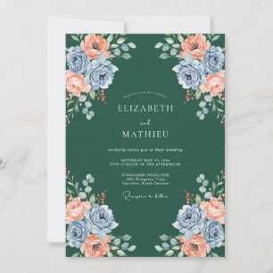 Invitation Mariage au Ranunculus Eucalyptus sur Fond Ardoise