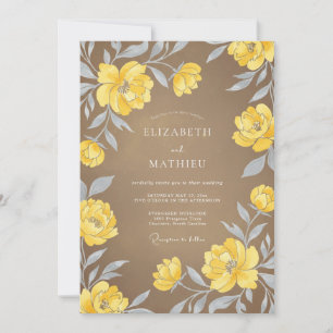 Invitation Mariage au Ranunculus Eucalyptus Taupe Doré