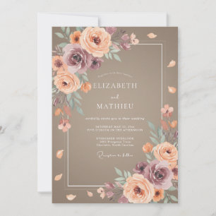 Invitation Mariage au Ranunculus Eucalyptus Taupe Terre Cuite