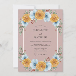 Invitation Mariage au Ranunculus Eucalyptus Terre Cuite Doré