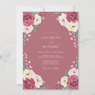 Invitation Mariage au Ranunculus Eucalyptus Vin Poussiéreux