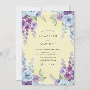Invitation Mariage au Ranunculus Eucalyptus Violette Citron