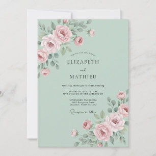 Invitation Mariage au Ranunculus Gris Eucalyptus et Pastel Mi
