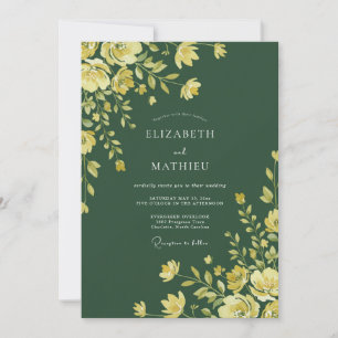 Invitation Mariage au Ranunculus Jaune Émeraude et Eucalyptus