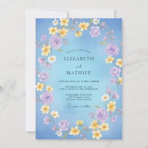 Invitation Mariage au Ranunculus Lilas Azur Eucalyptus