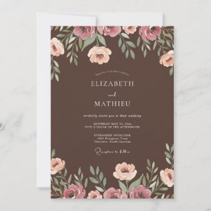 Invitation Mariage au Ranunculus Mauve Eucalyptus et au Choco