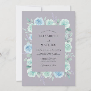 Invitation Mariage au Ranunculus Menthe Eucalyptus sur Fond A