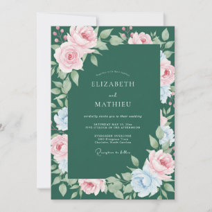 Invitation Mariage au Ranunculus Pastel Émeraude et Eucalyptu
