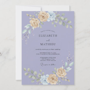 Invitation Mariage au Ranunculus Pervenche Champagne et Eucal