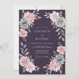 Invitation Mariage au Ranunculus Rose et Eucalyptus de Prune