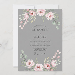 Invitation Mariage au Ranunculus Rose Pâle et Eucalyptus sur 