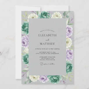 Invitation Mariage au Ranunculus sarcelle et Lavande Eucalypt