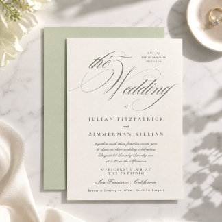 Invitation Mariage au Script Vert Pistache