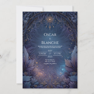 Invitation Mariage au Soleil Céleste et Feuillage Marine Somb