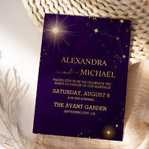 Invitation Mariage au Soleil Lune Violet Mystique