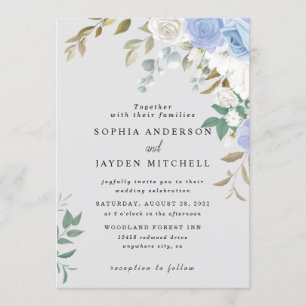 Invitation Mariage au succulent et eucalyptus bleu poussiéreu