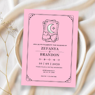 Invitation Mariage au tarot rose 