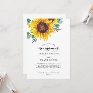 Invitation Mariage au Tournesol Jaune Moderne