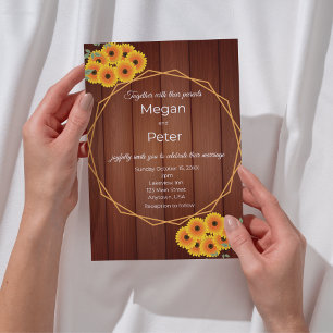 Invitation Mariage au tournesol rustique