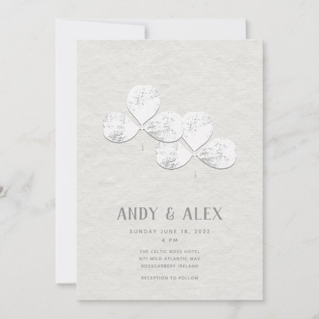 Invitation Mariage au Trèfle Blanc (Devant)