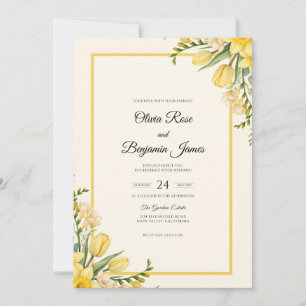 Invitation Mariage au Tulipe Dorée et Eucalyptus