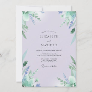 Invitation Mariage au vert tendre de lilas et de menthe