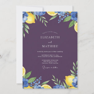Invitation Mariage Aubergine Citron Baie