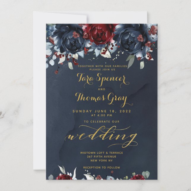 Invitation Mariage aurifère de la marine de Bourgogne (Devant)
