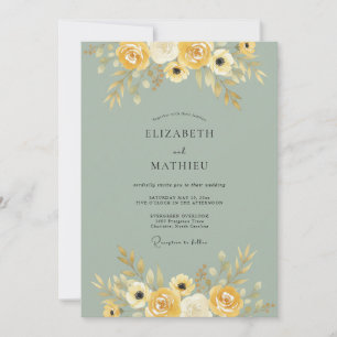 Invitation Mariage Automnal à Fleur Jaune