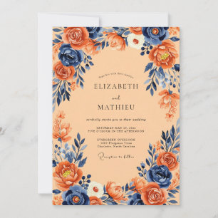 Invitation Mariage Automnal Abondant Bleu Marine