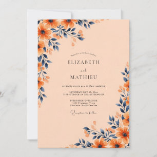 Invitation Mariage Automnal Abricot Gras
