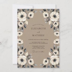 Invitation Mariage Automnal Atmosphérique Taupe
