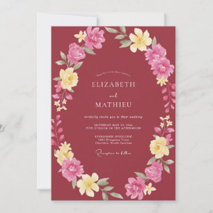 Invitation Mariage Automnal au Teinté de Bordeaux Poli