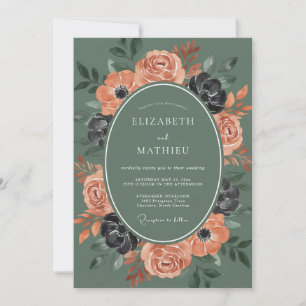 Invitation Mariage Automnal Audacieux Vert Sauge