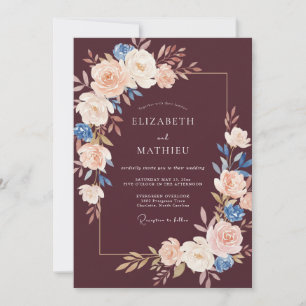 Invitation Mariage Automnal avec une Esthétique Bourgogne Pro