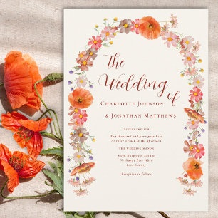 Invitation Mariage Automnal Bohème Chic aux Fleurs Sauvages