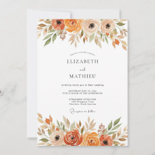 Invitation Mariage Automnal Botanique Rustique Sienne