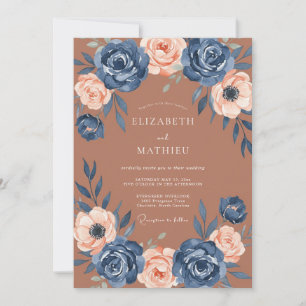 Invitation Mariage Automnal Botanique Terracotta à l'Aquarell