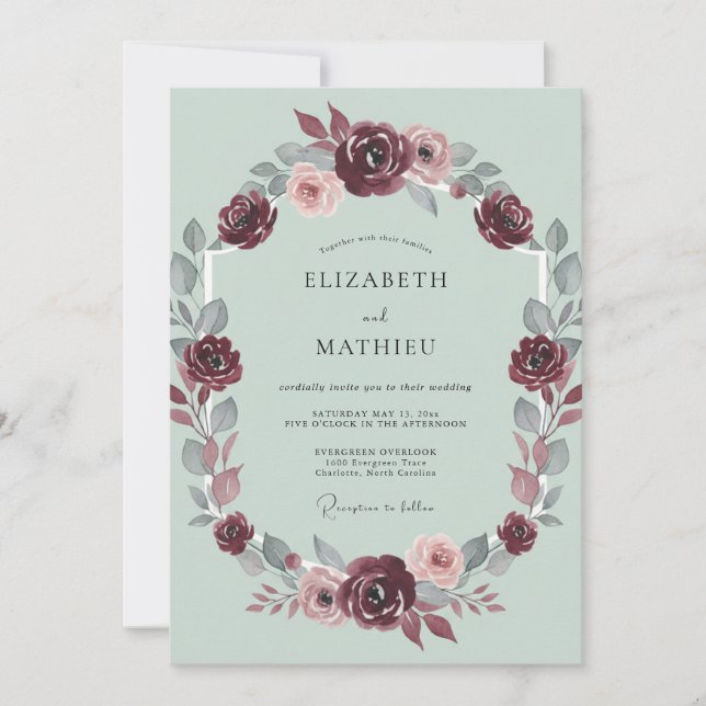 Invitation Mariage Automnal Bourguignon Généreux (Devant)