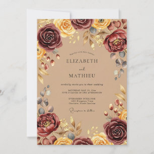 Invitation Mariage Automnal Bourguignon Rustique